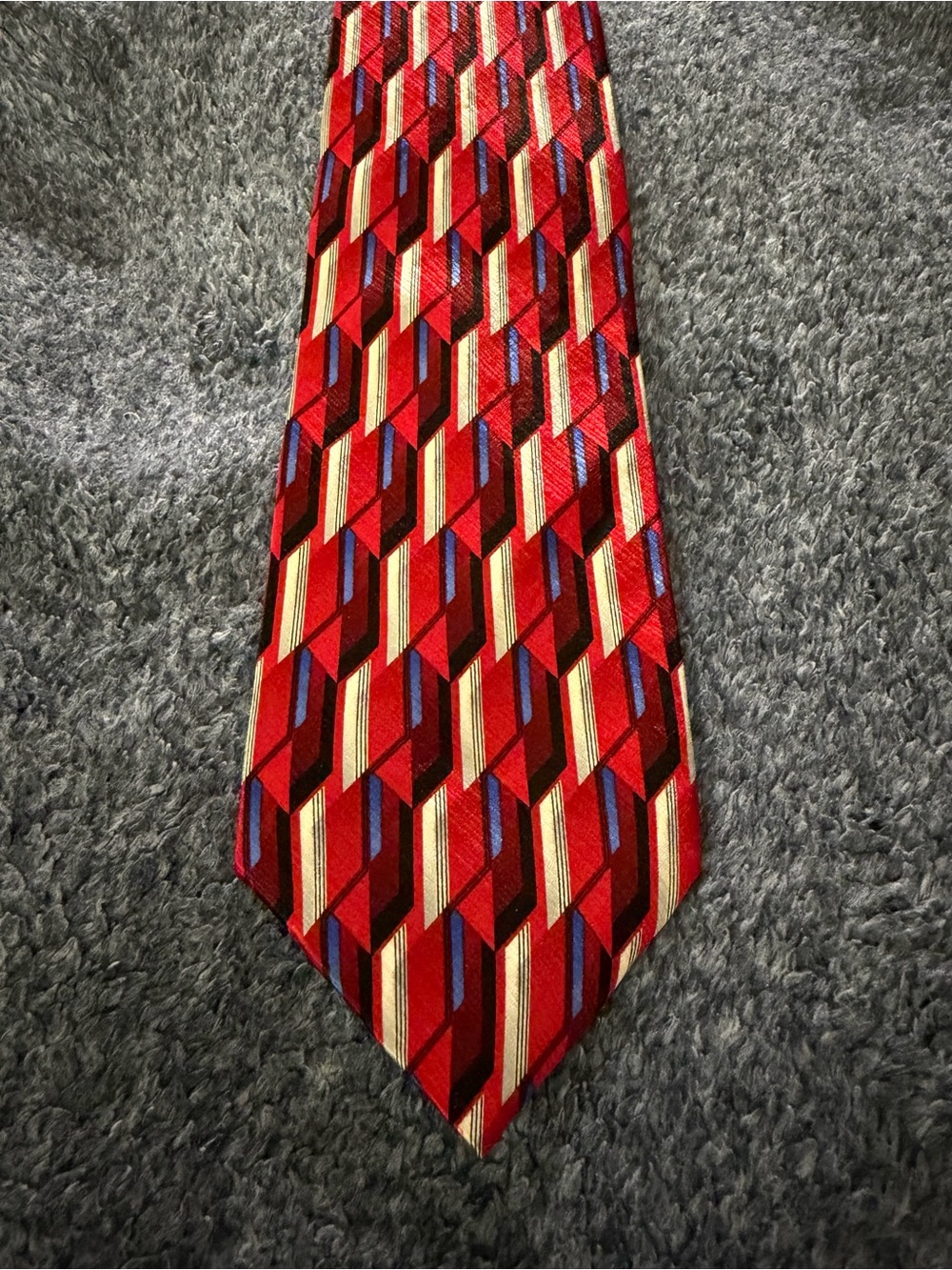 Stafford Men's Red Geometric Pattern Silk Tie